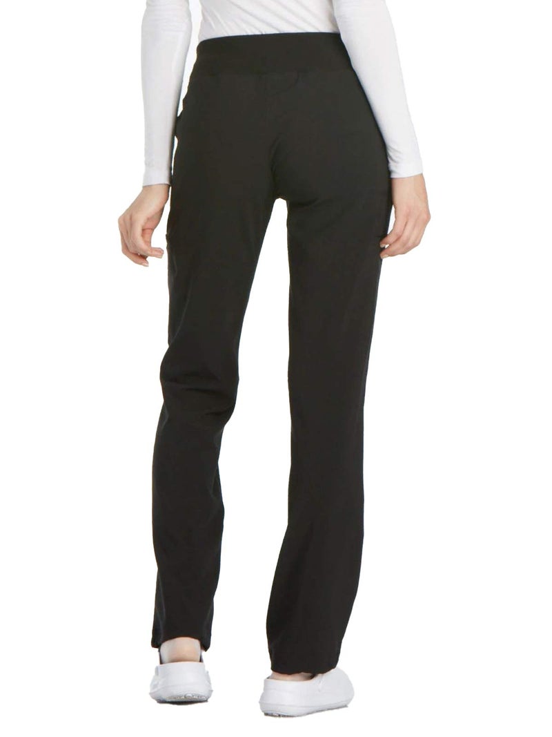 Cherokee Iflex Scrubs for Women, Yoga-Inspired Knit Waistband Scrub Pants CK002P, S Petite, Black - Image 3